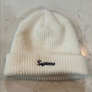 Supreme White Knit Beanie